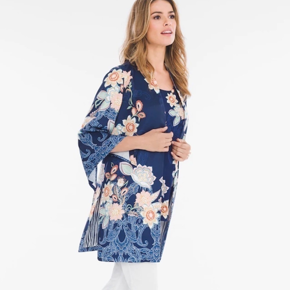 Floral kimono cardigan, Chico’s size 2